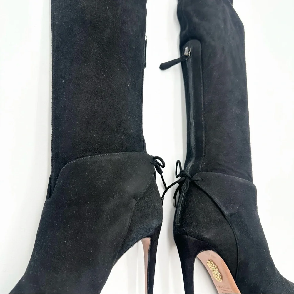 Aquazzura Giselle Over-The-Knee Boots in Black Suede
